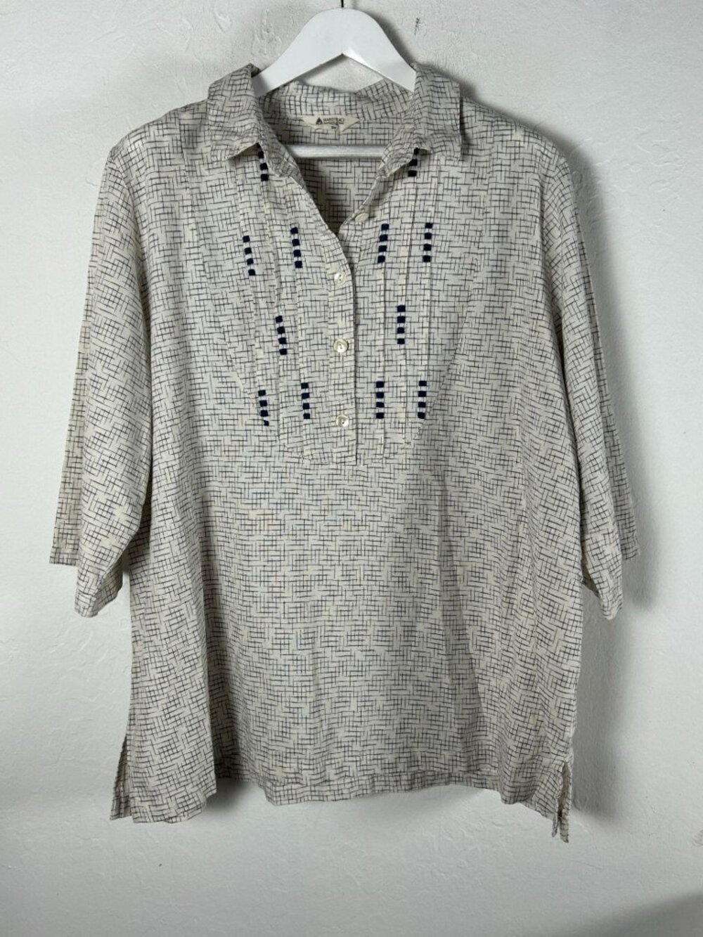 Marketplace Handwork of India Womens Cotton Pintuck Button Down Tunic Top 2X